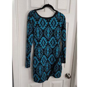 Ikat asymmetrical hem knit dress